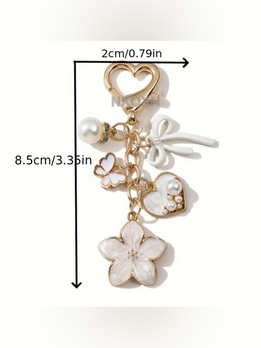 White Floral Bag Charm - Picture 2 of 3